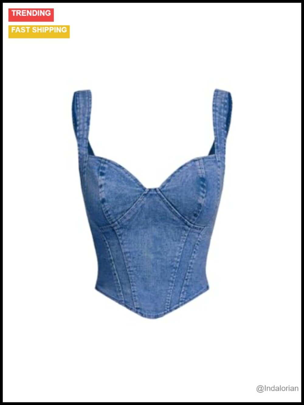 Denim Tank Top Vest Corset Bustier Sleeveless V Neck Asymmetrical Hem Women's